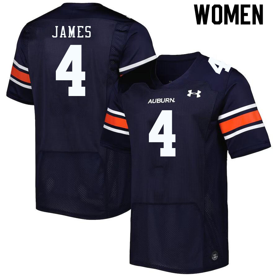 Women #4 D.J. James Auburn Tigers College Football Jerseys Stitched-Navy